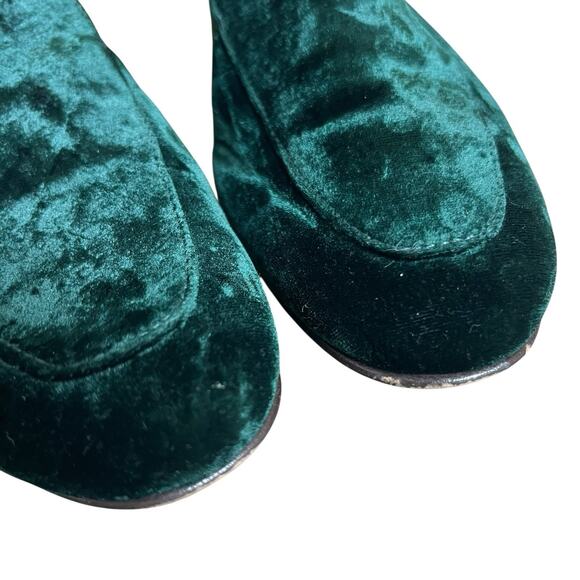 J Crew Green Cecile Smoking Velvet Slipper Loafers Size 8 - Picture 5 of 12